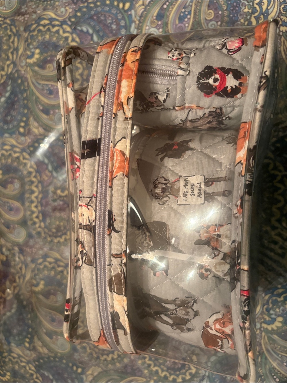 Vera Bradley Dog Show Print Clear Cosmetic Case w/ 3 pieces total of 4 pieces - Picture 6 of 10